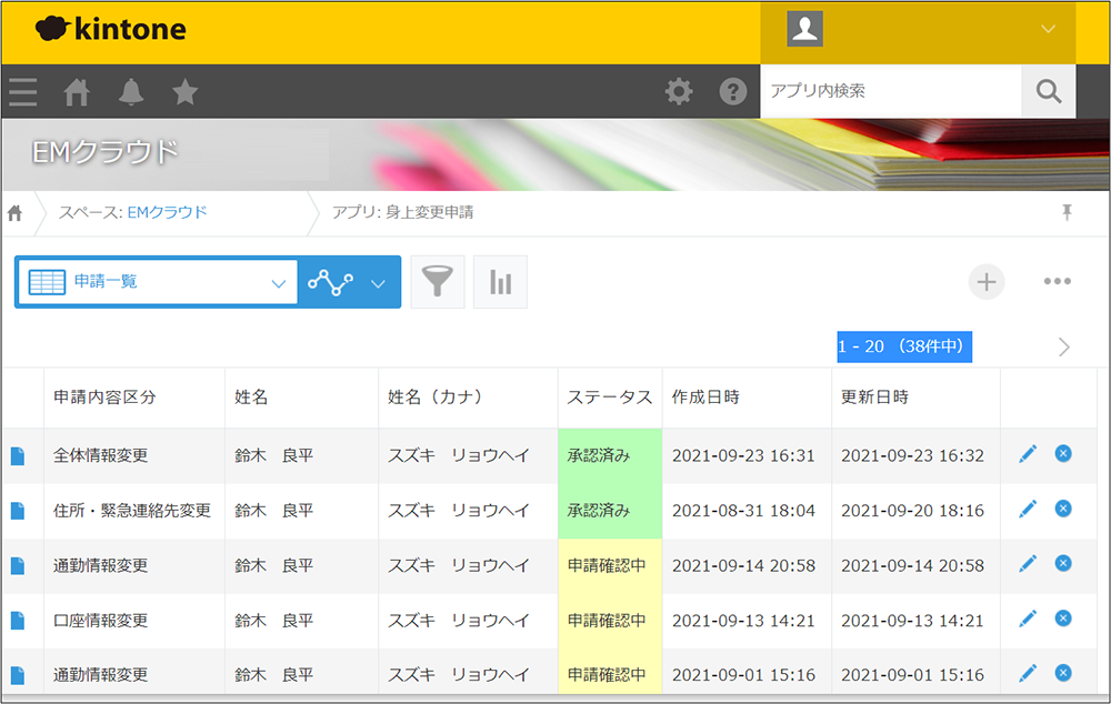 従業員が申請した手続きが担当者に届きます!