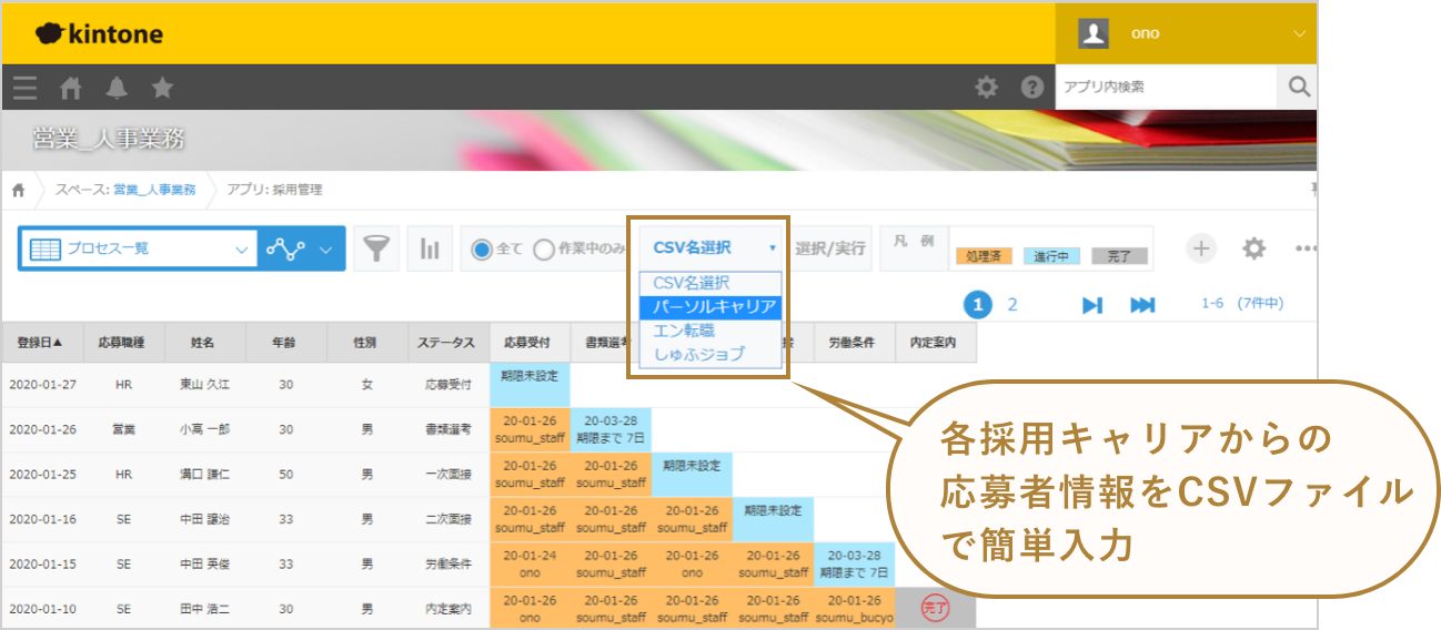 CSVファイルのアップロード